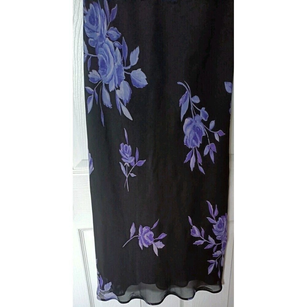 Jones New York Maxi Dress Size 6 Black Purple Floral Print Y2K Fairy Grunge - Picture 5 of 8